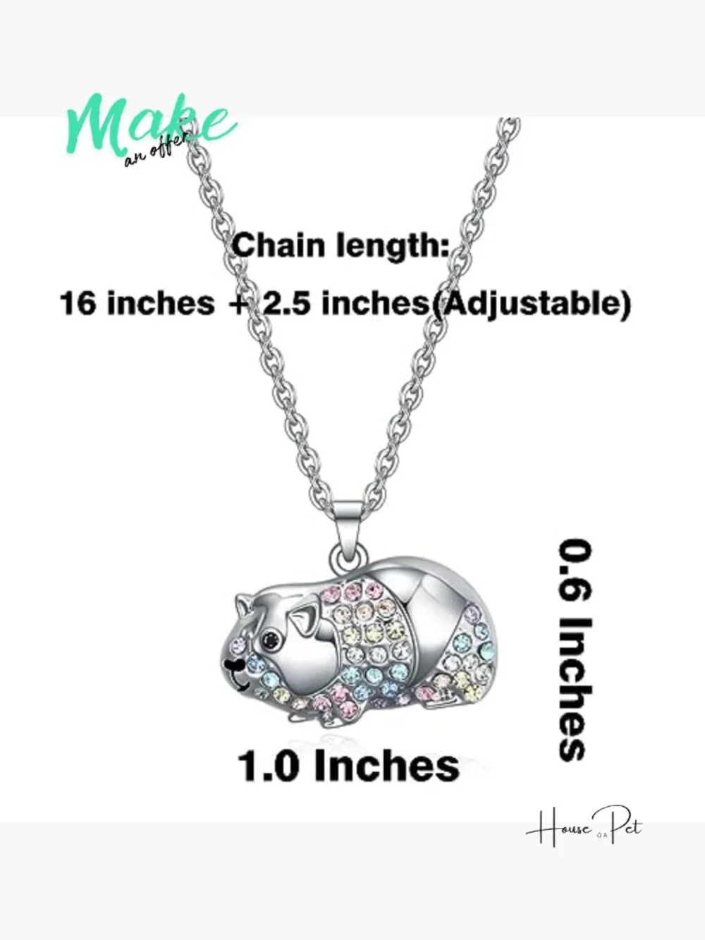 Cute Guinea Pig Pendant Necklace for Girls - Dainty Zinc Jewelry